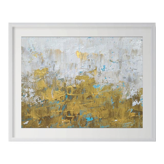 Original Abstract Framed Art Painting Gold Metallic For Sale