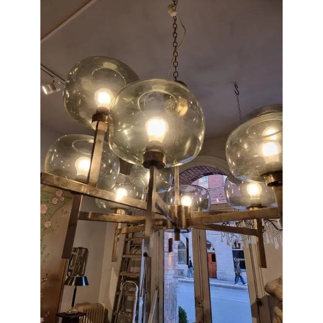Antique Chandelier in Chrome and Glass by Holger Johansson, 1950s For Sale - Image 11 of 14