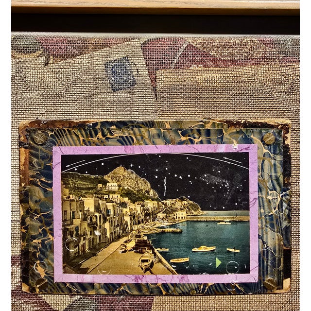 Wood James Garrett Faulkner -"Two Views of Capri at Night" -Mixed-Media Painting For Sale - Image 7 of 12