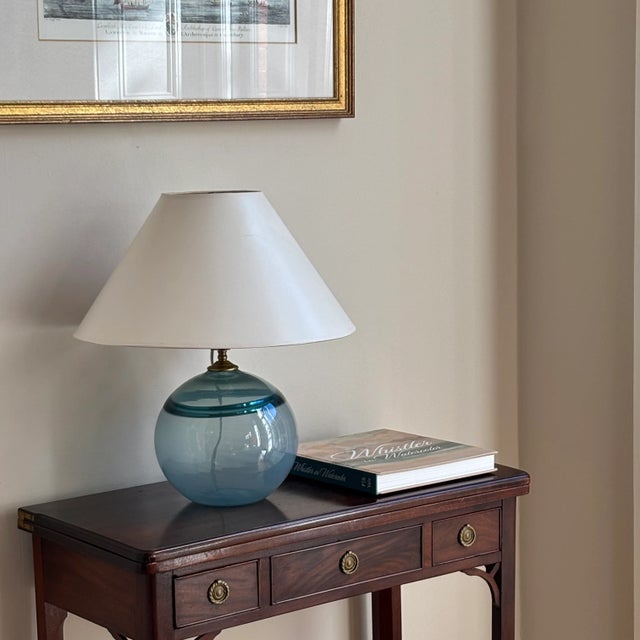 Contemporary Late-20th Century Richard Harkness Blown Glass Orb Table Lamp For Sale - Image 3 of 16