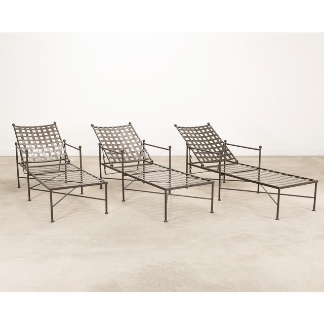 Set of Three Mario Papperzini Style Wrought Iron Chaise Longues For Sale - Image 11 of 18