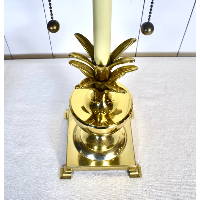 1970s 1970's Brass Pineapple Lamp With Black Tole Shade For Sale - Image 5 of 7