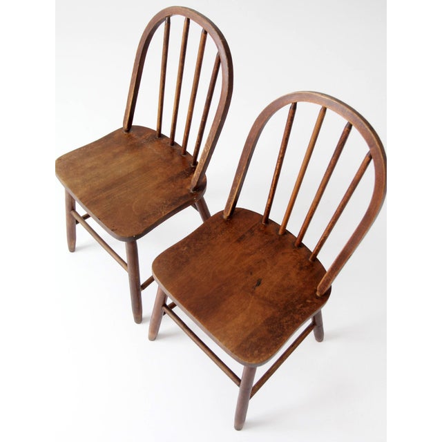 Mid 20th Century Vintage Windsor Style Spindle Back Chairs Pair For Sale - Image 5 of 14