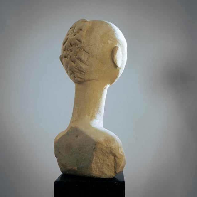 Modernist Bust Sculpture of a Woman, 1980s, Sandstone For Sale - Image 9 of 18