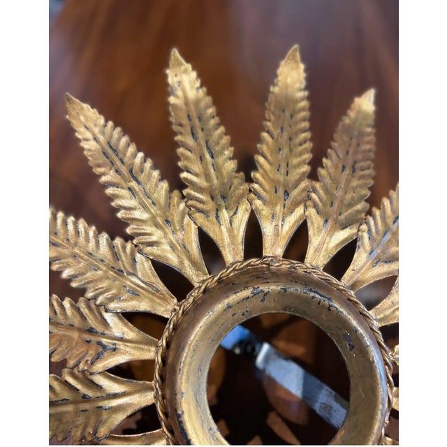 Early 20th Century French Tole Starburst Flush Mount For Sale - Image 4 of 5