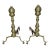 Pair of Turned 18th Century Peened Brass Wrought Iron Georgian Andirons 1700's For Sale