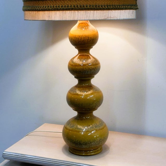 Large German Mustard Ceramic Lamp from Kaiser Leuchten, 1970s For Sale - Image 5 of 13