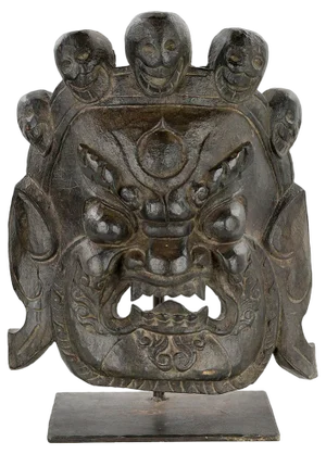 Sculpted Wooden Mask Representing Mahakala Bhairava