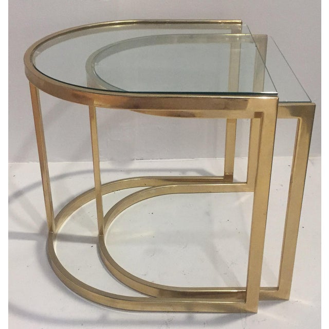 Milo Baughman Style Brass Nesting Side Tables A Pair Chairish