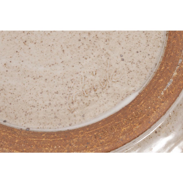 John Glick Signed Set of 5 Plates Modernist Stoneware Glazed Ceramics Plum Tree For Sale - Image 4 of 4