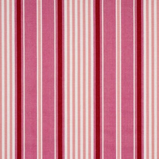 Schumacher Minzer Cotton Stripe Fabric in Pink For Sale