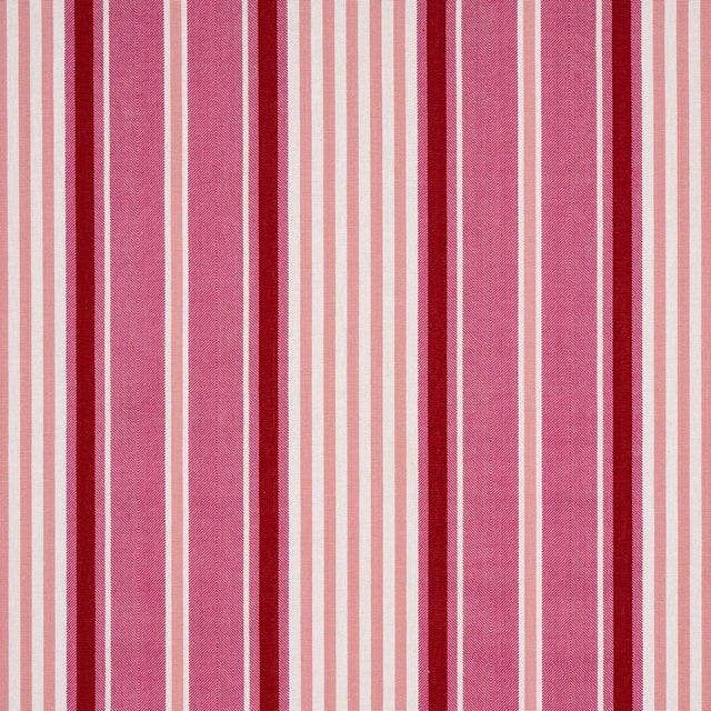 Schumacher Minzer Cotton Stripe Fabric in Pink For Sale