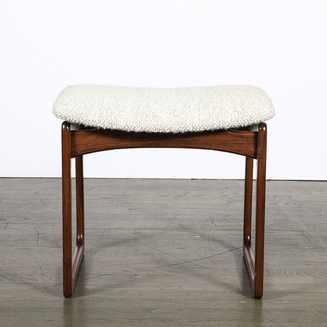 Mid-Century Sculptural Walnut Stool in Holly Hunt Bouclé Vamdrup Stolefabrik For Sale - Image 11 of 12