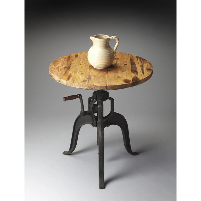 Industrial Albert Metal & Wood 30"W Hall/Pub Table, Multi-Color For Sale - Image 3 of 4