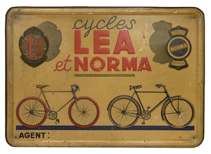Metal Sign from Lea Et Norma Bicycles, Belgium, 1935