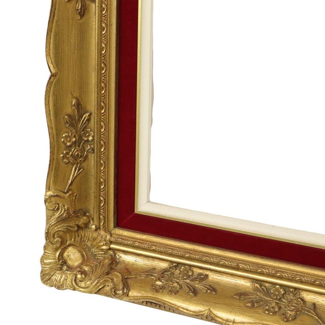 Gold Vintage Baroque Style Gilded and Red Velvet Frame For Sale - Image 8 of 18
