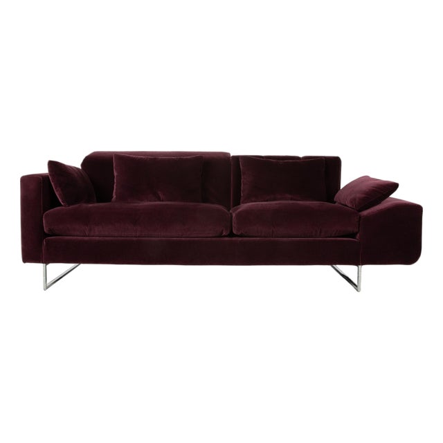 Embrace Three-Seater Sofa in Velour Velvet, Chrome and Violet with Manual Function by Brühl For Sale