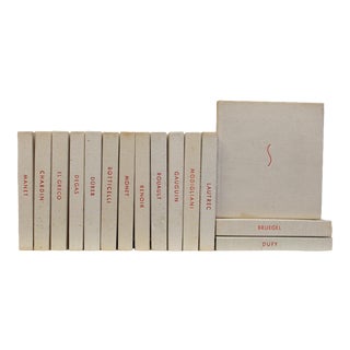 Vintage Red on Canvas Mini Arts Books- Set of 15 For Sale