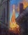 November Spire by Bruce A Gómez | Pastel Painting of a church spire at dusk For Sale
