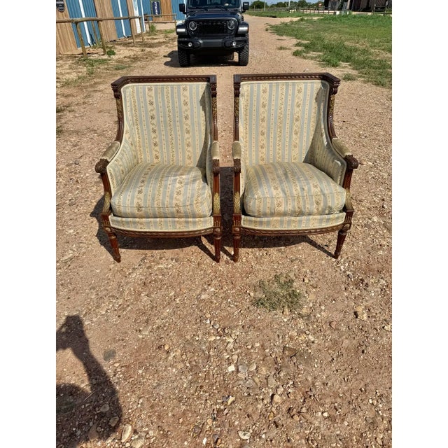 19th Century French Louis XVI Bergère or Armchair- A Pair For Sale - Image 12 of 12