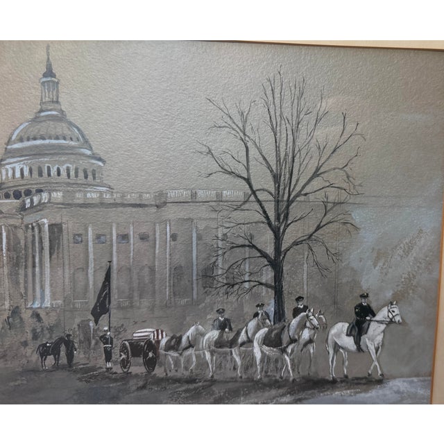 Vintage Original 1963 Mary Jo Waters JFK Presidential Funeral Acrylic Painting For Sale - Image 12 of 13
