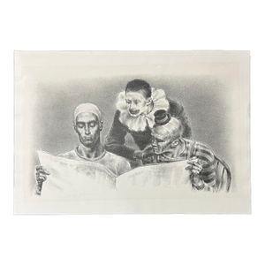 Joseph Hirsch (1910–1981) Clowns and the News 1942 Pencil Signed Lithograph Print
