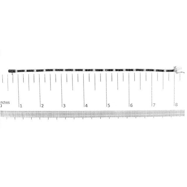 Early 21st Century .925 Sterling Silver 4.0 Cttw Black and White Diamond Tennis Bracelet (I-J Color, I2-I3 Clarity) - 7 For Sale - Image 5 of 5