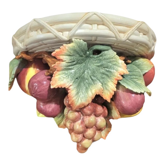 Vintage Ceramic Fitz and Floyd Colorful Fruit Wall Shelf Bracket Sconce For Sale