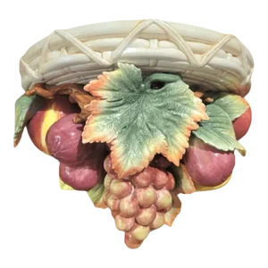 Vintage Ceramic Fitz and Floyd Colorful Fruit Wall Shelf Bracket Sconce