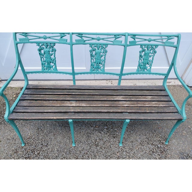 Mid 20th Century Vintage Cast Iron and Wood Diana the Huntress Bench Attributed to Molla For Sale - Image 5 of 14