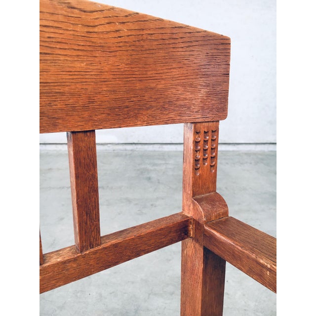 Dutch Modernist Carved Oak Side Chair, 1920s For Sale - Image 14 of 18