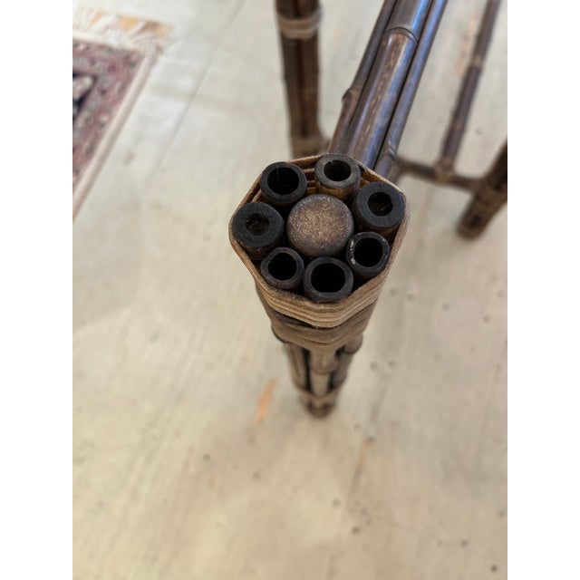 Very Long Organic Modern Bamboo & Glass Console Table For Sale - Image 14 of 17