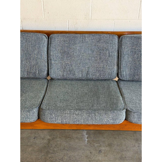In Style of France and Son Cado Sofa Model 56 Couch Grete Jalk Teak Wood Grey Upholstered Denmark Mid-Century Modern 1960s For Sale - Image 13 of 13