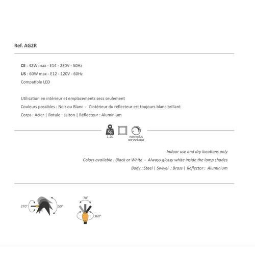 Metal Mid-Century Modern Black 2-Swivel Stapled Table Lamp by Serge Mouille For Sale - Image 7 of 8