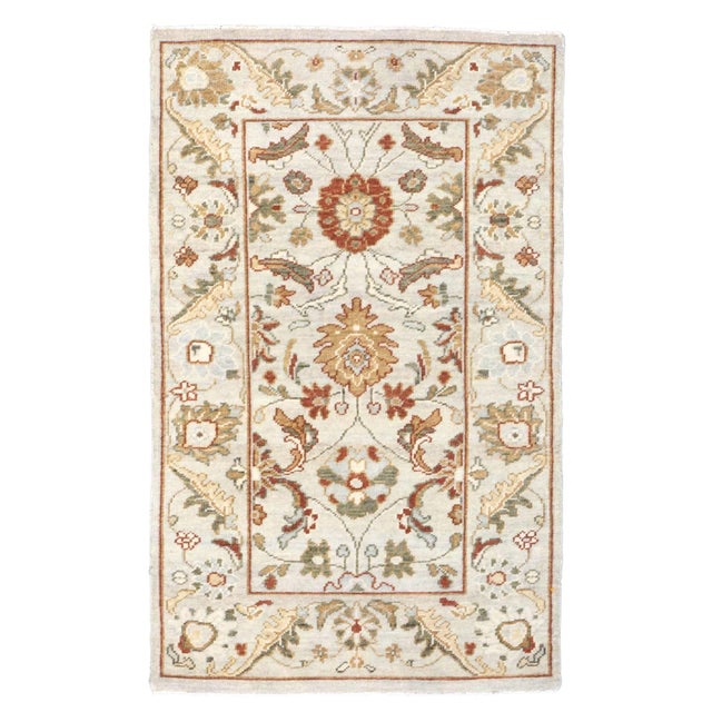 Afghan Wool Sultanabad Master 3x5 Ivory, Red, & Green Handmade Area Rug #1143658 For Sale