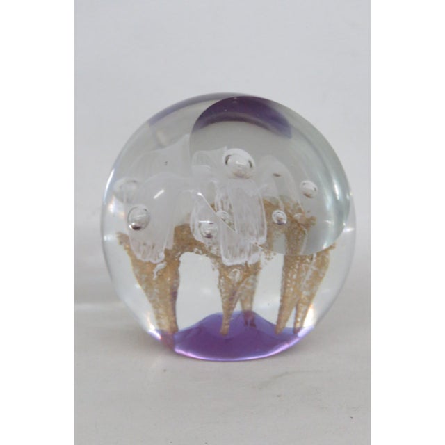 Large Round Art Glass Paper Weight Trumpet Flower Controlled Bubble Design 5160b For Sale - Image 12 of 12