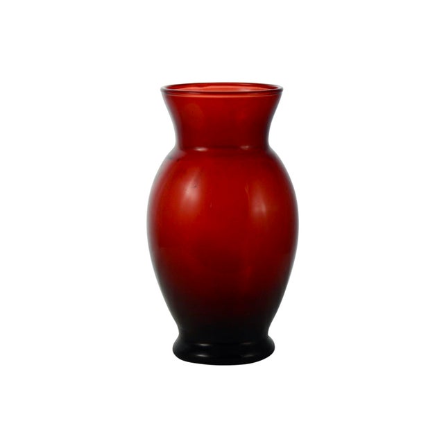 Ruby red six inch vintage glass vase with a slightly flared rim. A lovely Valentine's Day vase and a beautiful pop of red...