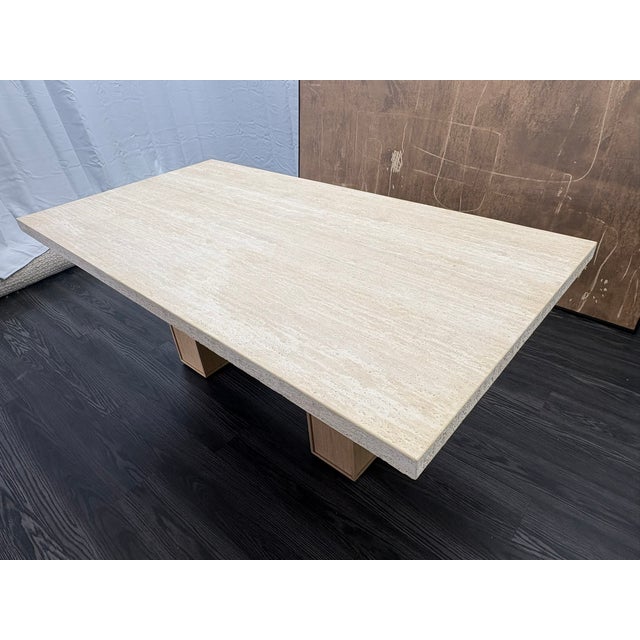 Rh Lumi Rectangular Dining Table 72" | Light Oak | Turkish Travertine For Sale - Image 16 of 18