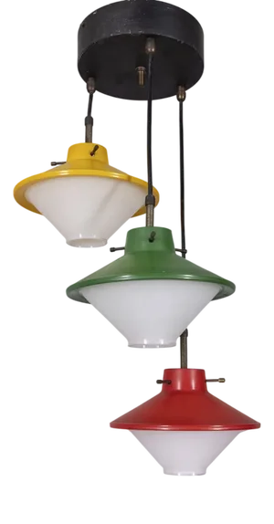 Vintage Stained Glass Ceiling Light from Stilnovo, 1960s