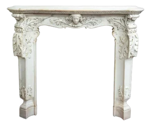 Antique Louis XV Fireplace in White Statuary Marble, Naples, Early 18th Century