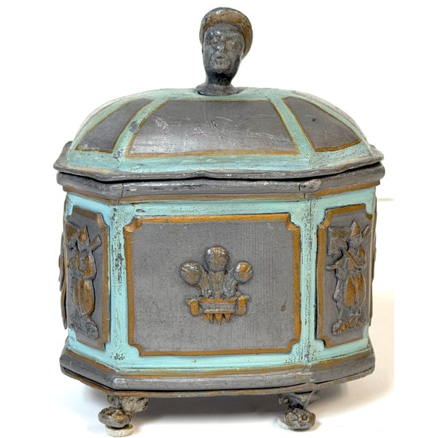 Regency “Brighton Pavilion” Tea Caddy or Tobacco Box England, circa 1820–1830 5.5" H × 5" W × 3.5" D Cast in lead or...