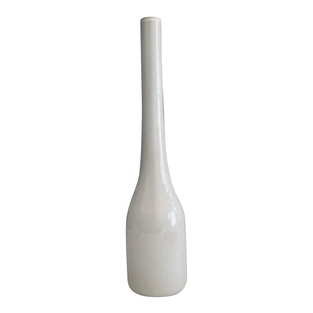 Circa 1970 French Tall White Opaline Glass Vase For Sale