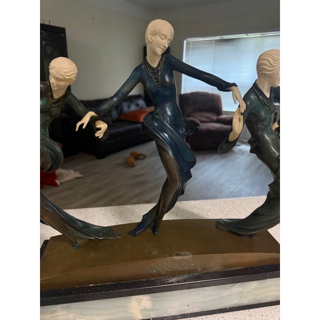 1930s Paul Philippe Art Deco Bronze Sculpture 3 Dancers 18x18 For Sale - Image 4 of 12