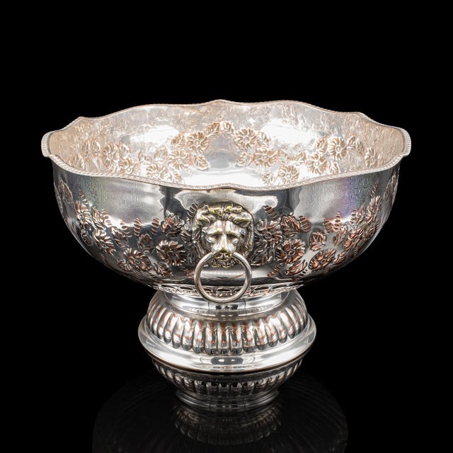 Art Deco Vintage Punch Bowl, English, Silver Plate, Ice Dish, Cooler, Trophy, Art Deco For Sale - Image 3 of 12
