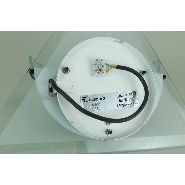 Italian Wall Lamps Lamperti Model Illo in Etched Glass and Metal, 1980s, Set of 2 For Sale - Image 11 of 11