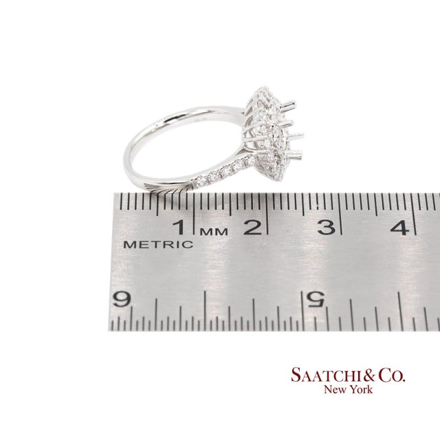 White Platinum 950 Natural Brilliant Diamond Semi Mount Ring Size 6.5 For Sale - Image 8 of 9