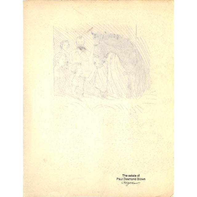 Traditional Original 1944 Pencil Drawing From Hi, Guy! The Cinderella Horse by Paul Brown 20 For Sale - Image 3 of 6