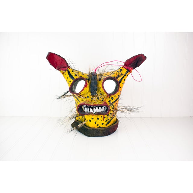 Old, vintage ceremonial leather tiger / jaguar mask from Zitlala, Guerrero, Mexico. Comes as part of a collector's estate...
