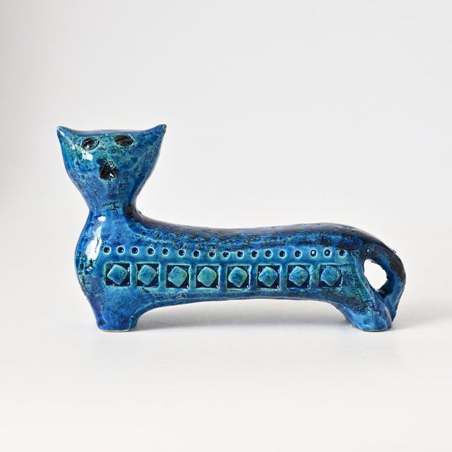 Mid-Century Modern Rimini Blu Cat Figurine by Aldo Londi for Bitossi, 1960s For Sale - Image 3 of 11