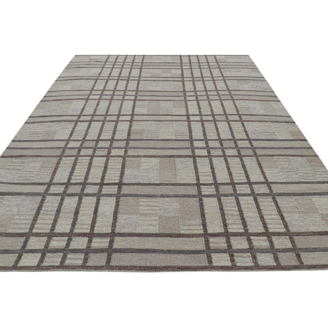 2010s Rug & Kilim’s Scandinavian Style Rug With Geometric Patterns in Tones of Brown For Sale - Image 5 of 8